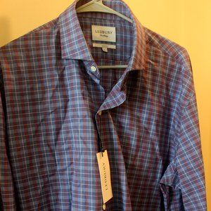 LEDBURY blue plaid shirt NEW XL slim fit